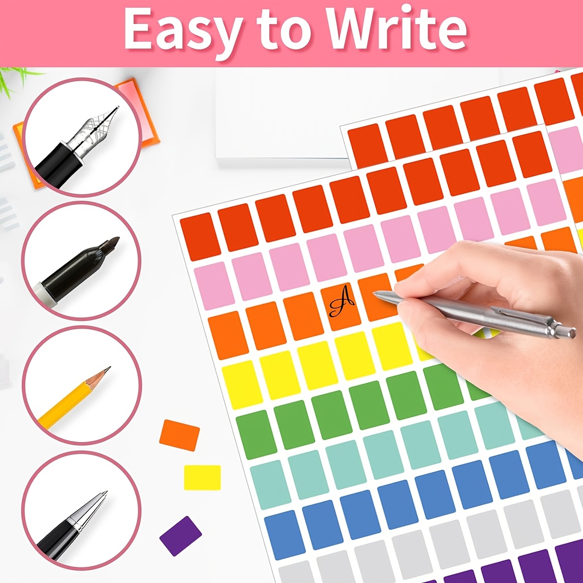 5 Sheets of 500pcs Colorful Square Classification Stickers for Organization