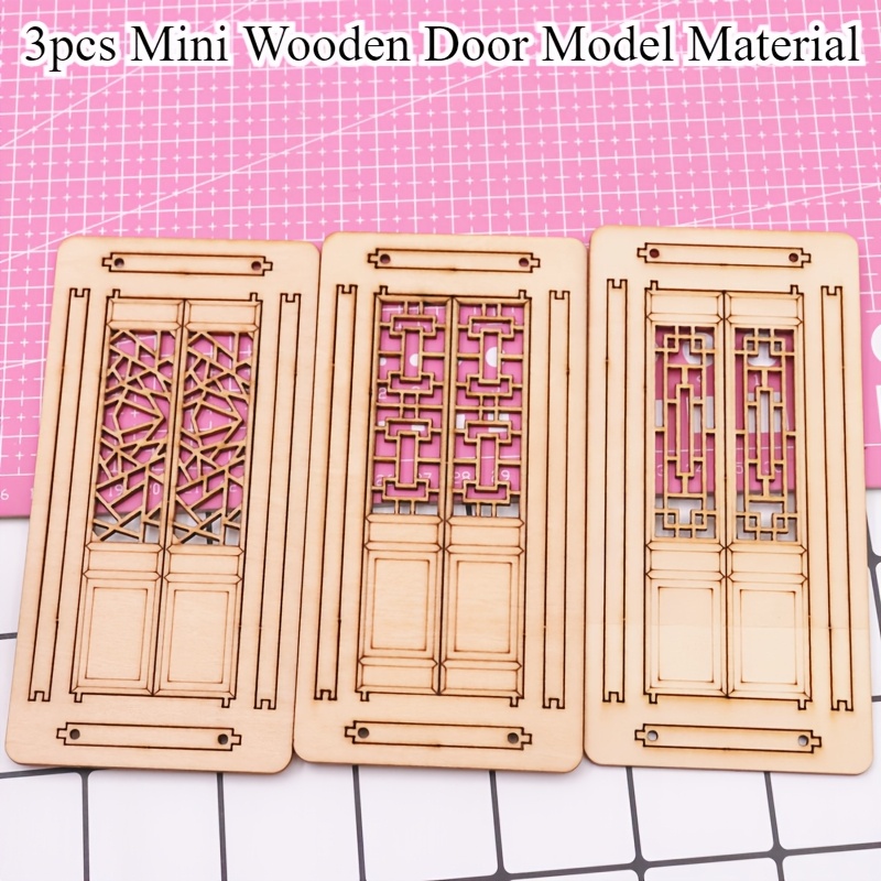 

3pcs Wood Miniature Chinese- Wooden Kit, 1:25 Furniture Set, Diy Handcraft