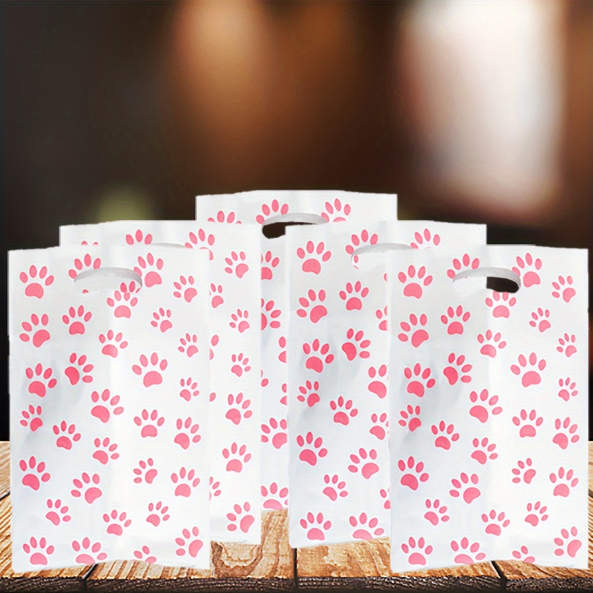 

10pcs, Gift Bags With Paw Design, Paw Themed Birthday Party Gift Pack, Chocolate Candy Tote Bags, Party Gift Packaging Bags