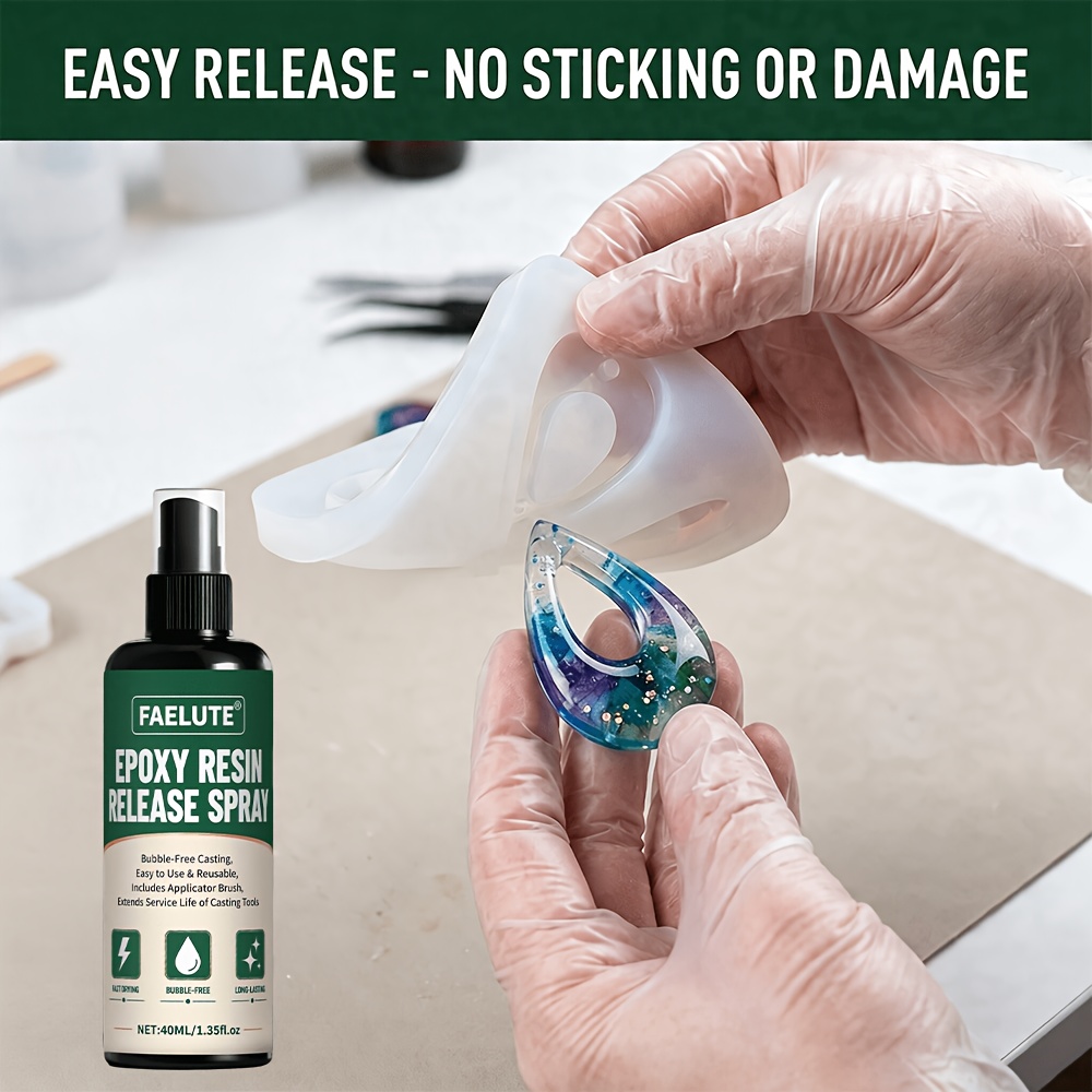 TEMU Faelute Epoxy Resin Mold Release Agent - Quick Release & Bubble-reducing Mold Care, For Soap Rubber Concrete & Candle Molds, Dries In For Smooth