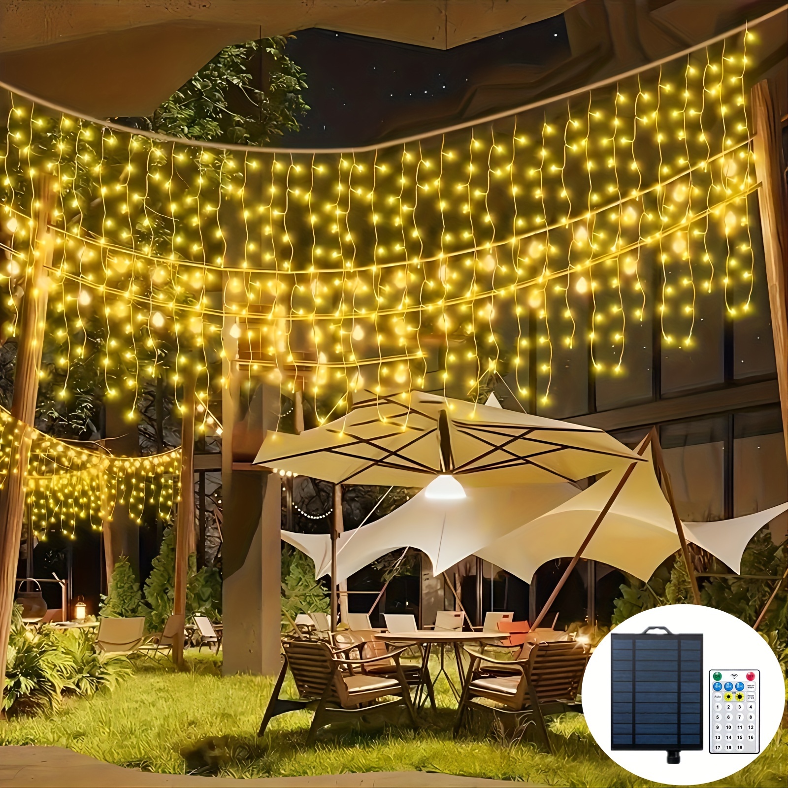 

Outdoor Holiday Party Decoration, Courtyard Garden Decoration, Christmas Halloween Lights, Solar Lights, Remote Control, 19 Mode Wedding Proposal Scene Decoration, Hanging Lights (warm Color, White)