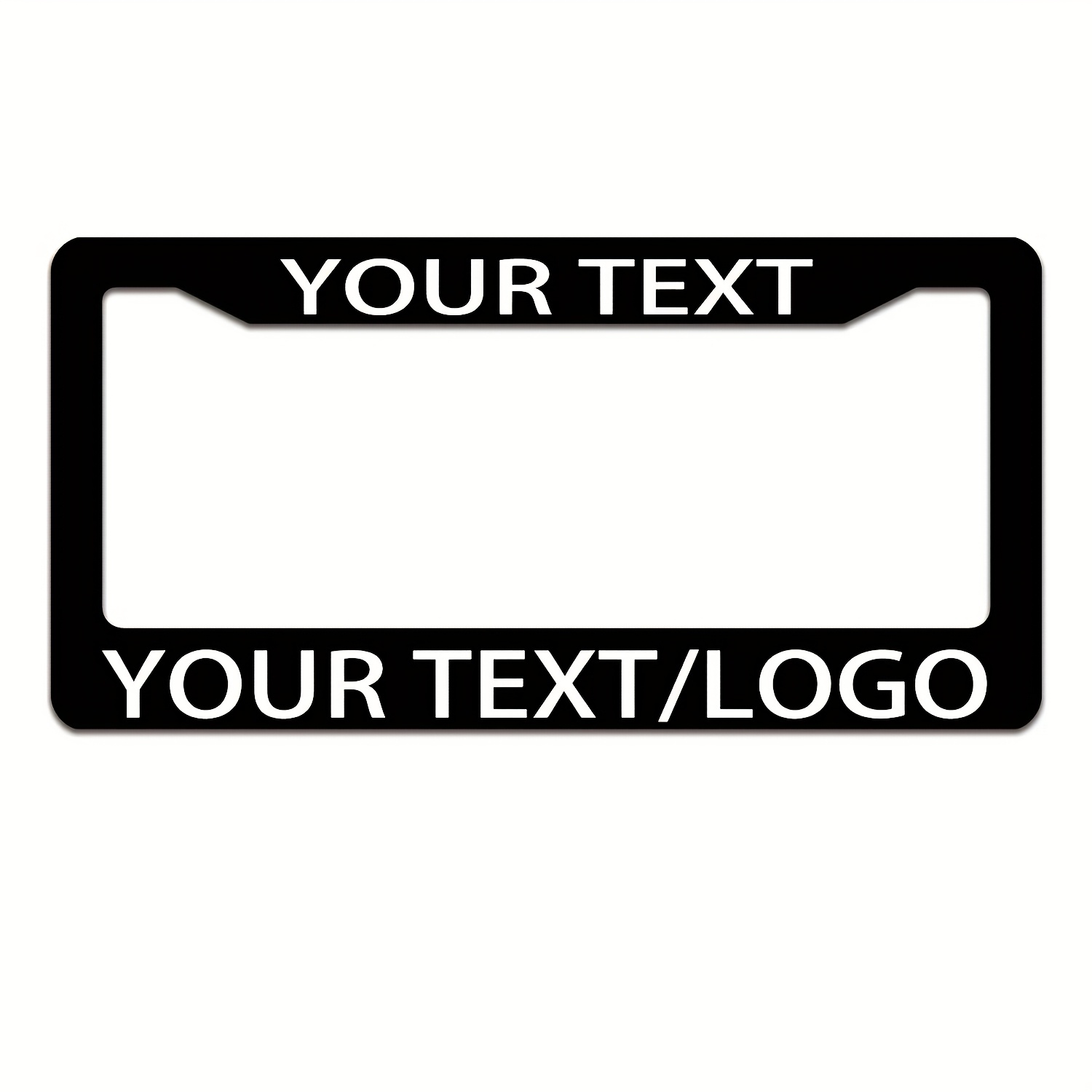 TEMU Customizable Black Stainless Steel License Plate Frame With Personalized Text/logo, 12.2x6.3 Inches, Multiple Colors Available