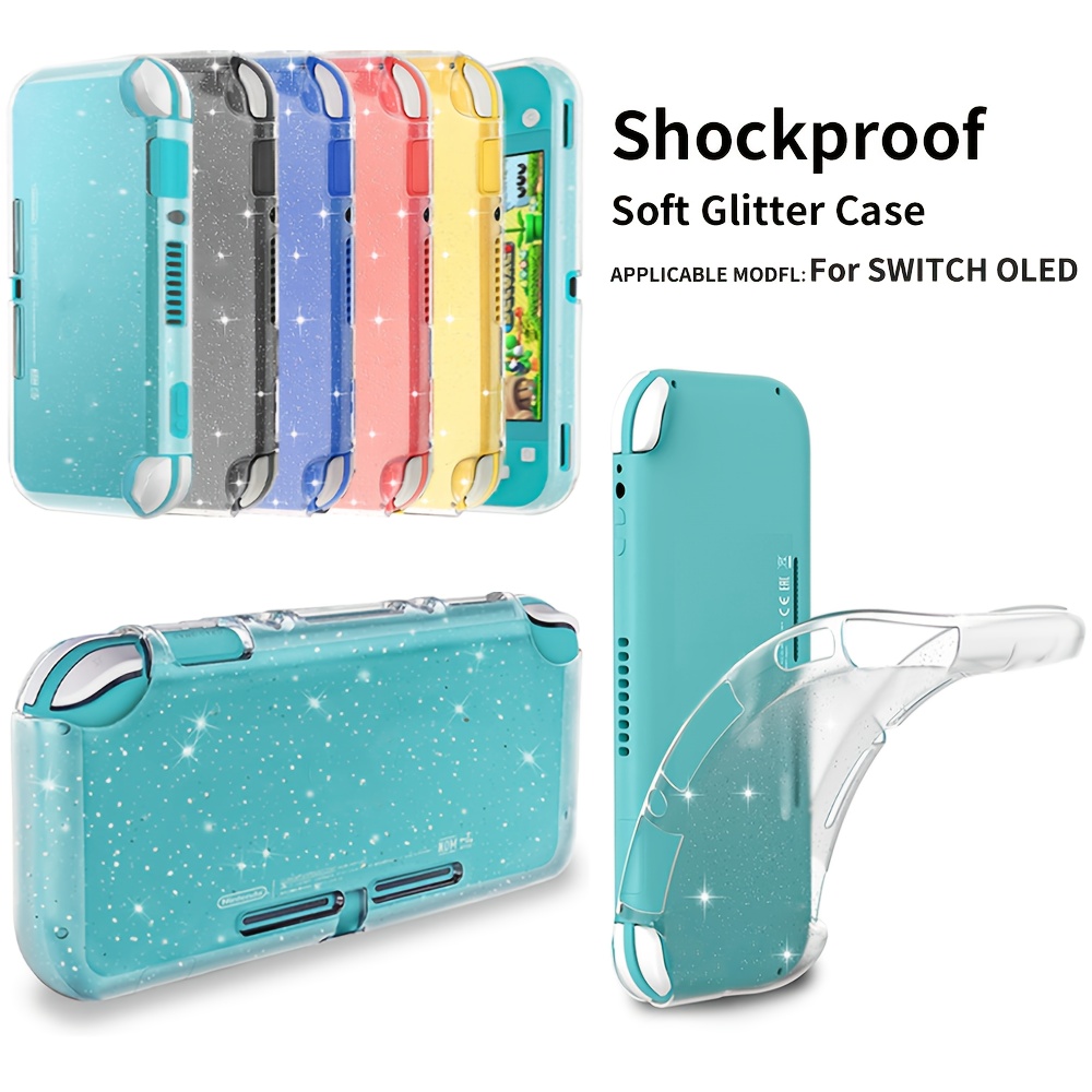 E-shop Glitzernder TPU-Weichkoffer für Nintendo Switch Lite - Stoßdämpfend, kratzfest, transparente Schutzabdeckung mit Sternendesign für Jugendliche