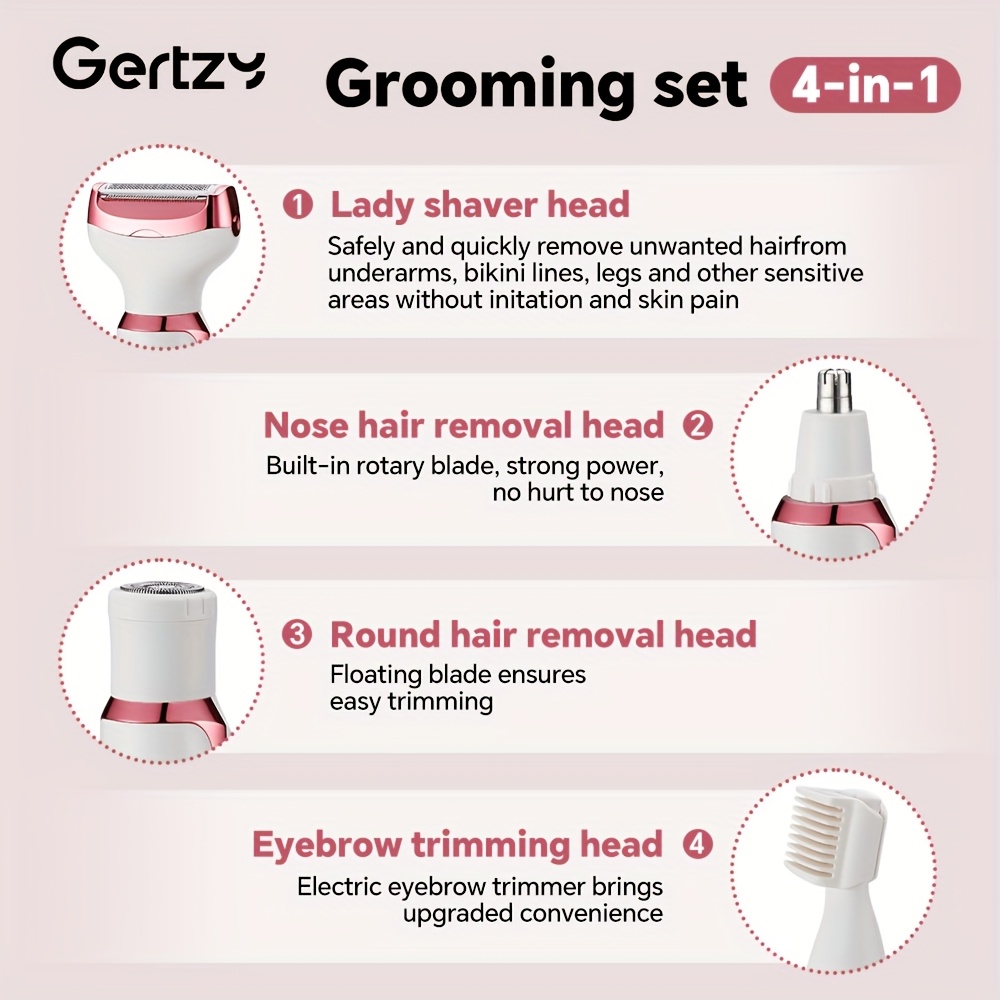 4 in 1 rechargeable   face nose legs underarm bikini trimmer wet dry   grooming kit portable rechargeable fathers day gift Product details 3