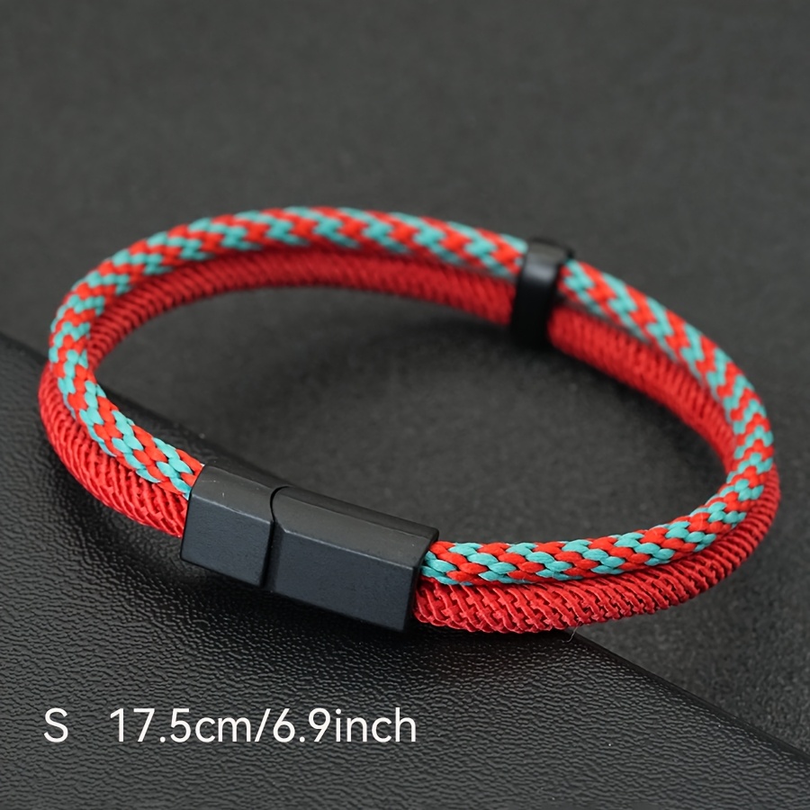 Men's Handmade Woven Bracelet, Detachable Clasp, Outdoor Style