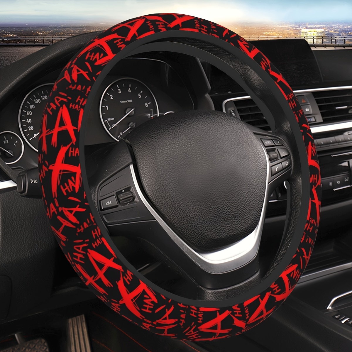 TEMU Anime Cartoon Red Steering Wheel Cover, Car Accessories Decor, Universal 15 Inch Anti-slip Neoprene Auto Steering Wheel Covers Protector