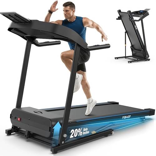 4 5 heavy duty folding treadmill for home 400 lb weight capacity running machine with 20 auto incline monitor advanced shock absorption large led display