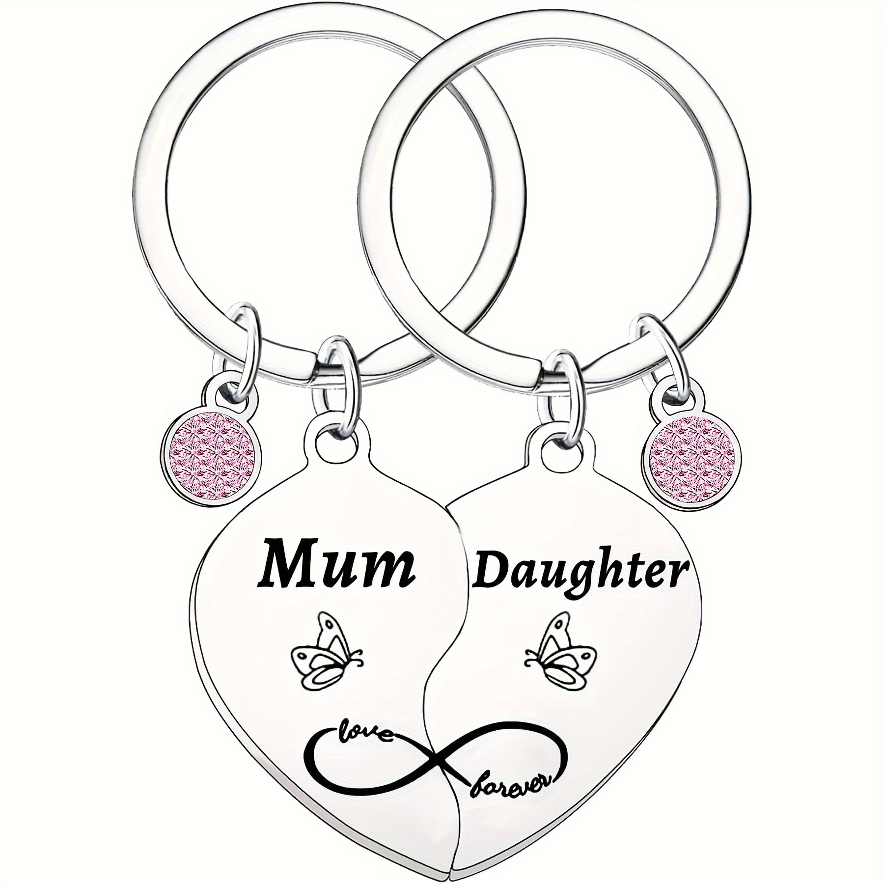 

Mother-daughter Love Heart Keychain Set - 2pcs Stainless Steel, Perfect For Birthdays, Mother's Day & Christmas Gifts