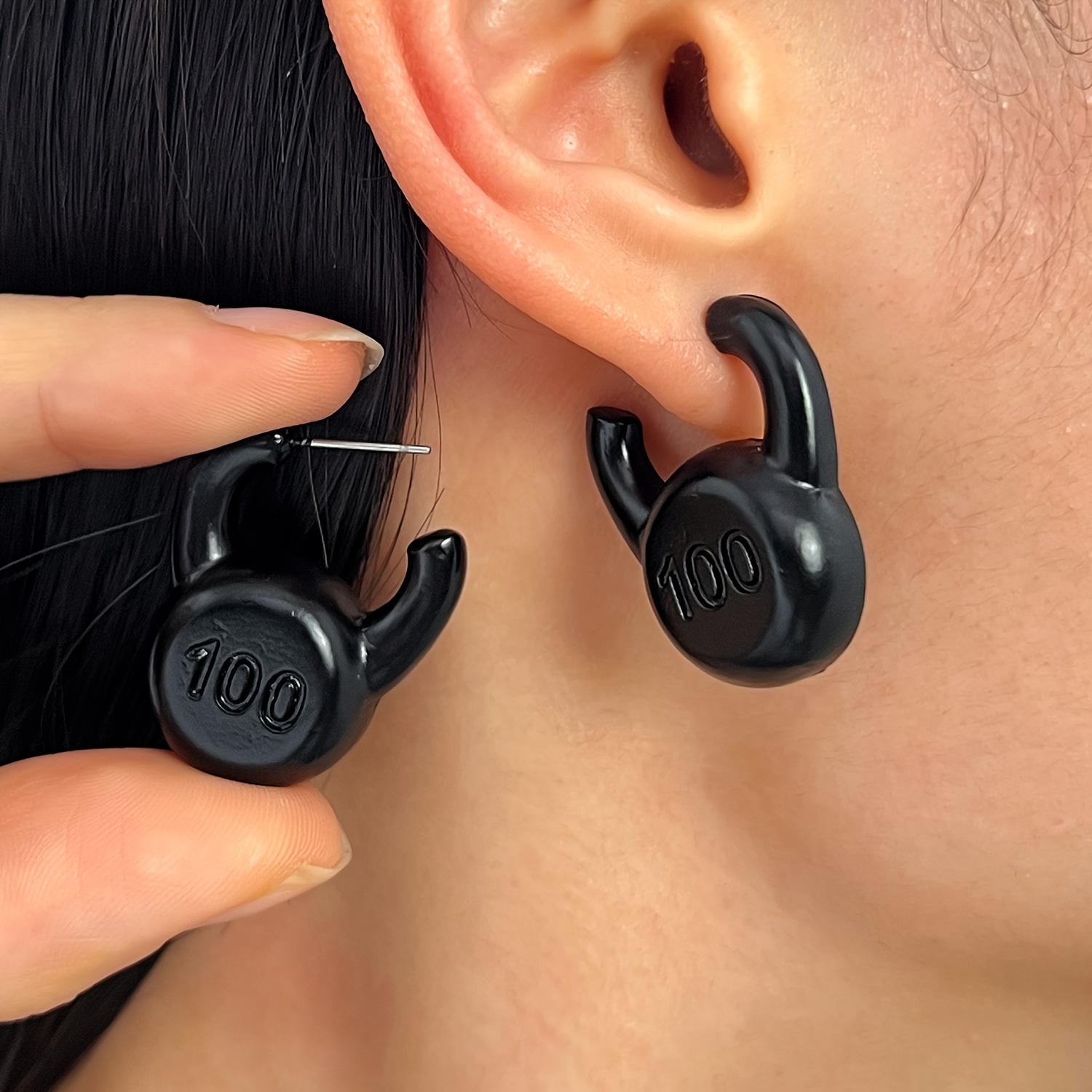 TEMU A Pair Of Creative Simulation Dumbbell Earrings With Digit Design, Fun And Funny Earrings, Sports Style, Niche Accessory Earrings, Suitable For