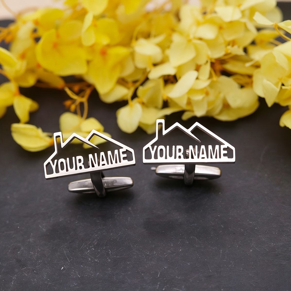 Personalized Engraved House Frame Cufflinks for Men