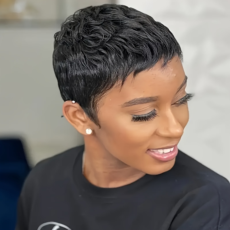 TEMU Timopol Short Bob Cut Human Hair Wigs Featuring Bangs, A Glueless Machine-made Wig With 150% Density Straight Hair, , Offering And For Women