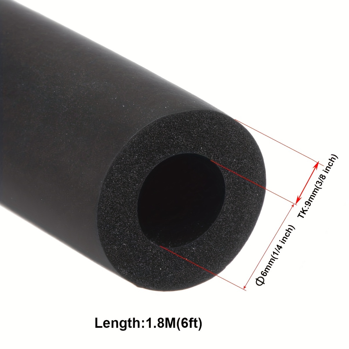 [popular ] 1 Roll Pipe Insulation Foam Tube, Foam Tubing For Ac , Guitar Stands, Exercise Machine Handle And Roof Rack Handle Grip Support, Wall Thickness 9mm, Length 1.8 Meters