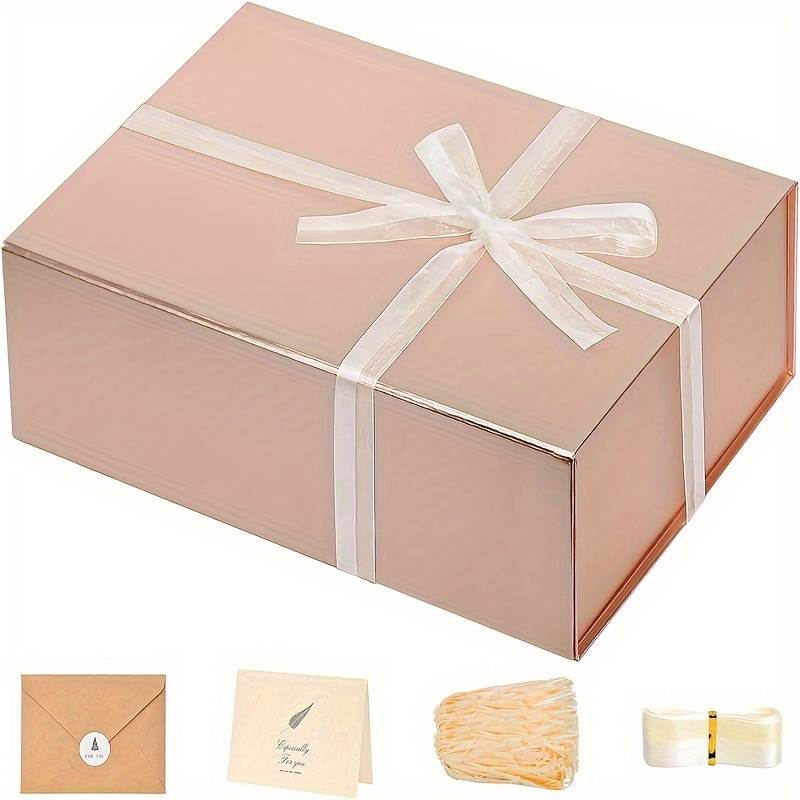 

Gift Box 13 X 10 X 5 Inches Rose Gift Box With Magnetic Lid Gift Box With Card, Ribbon, And Shredded Paper Filler (1 Piece)