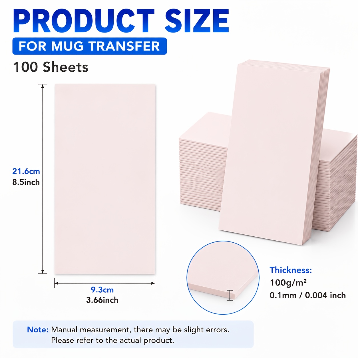 TEMU 100 Sheets Mug Heat Transfer Paper, 21.6×9.3cm Sublimation Paper, Inkjet Printer Transfer Paper, High-definition Color Pattern Transfer,