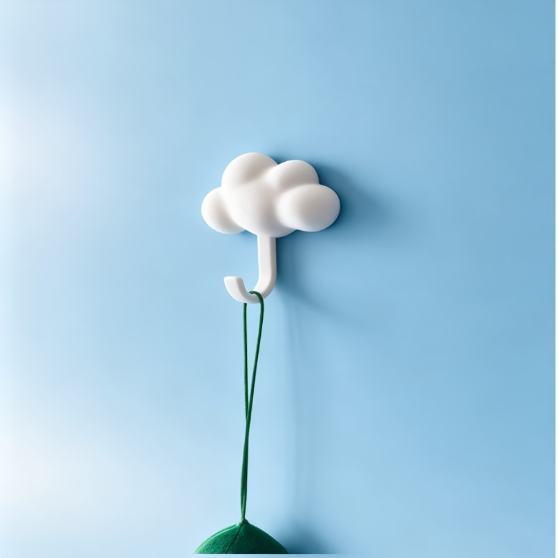 TEMU 2 pezzi Ganci a forma di nuvola in plastica stampata in 3D, senza foratura, ganci decorativi da parete per bagno , simpatici ganci per vestiti,