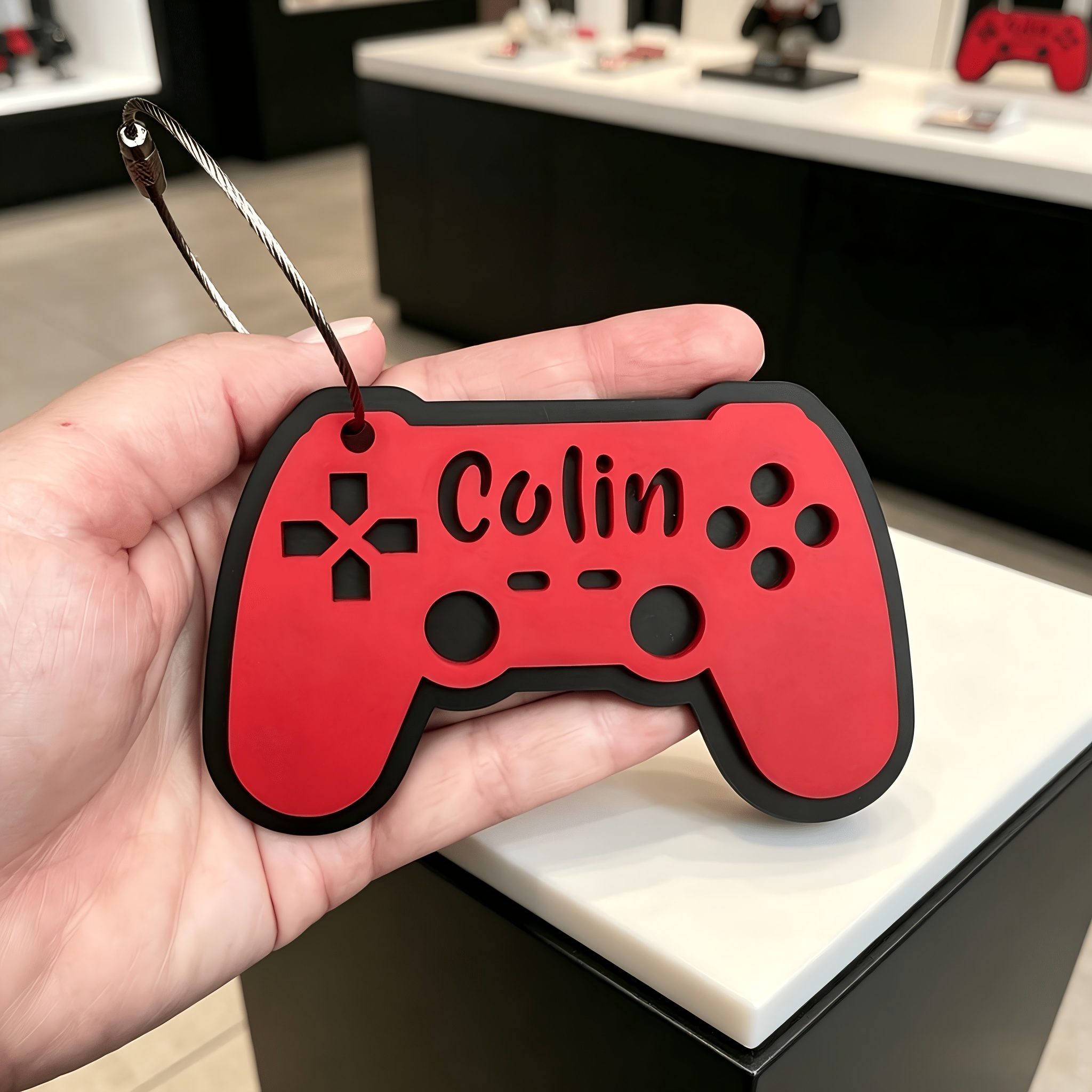TEMU Personalized Custom Double-layer Game Console Name Keychain, Personalized Design Backpack Keychain, Custom Name Men's Game Controller Keychain,