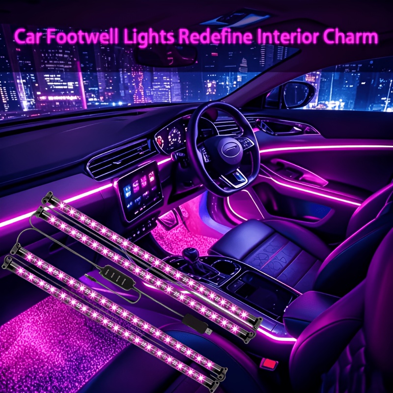 TEMU Installation Led Light Strip, Rgb Decorative Led Light Strip, Usb Powered, Car Decoration Light Set, 72 High-brightness Led Beads, Suitable For