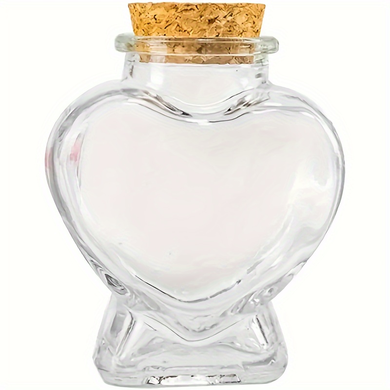 

1pc Mini Glass Heart-shaped Wish Bottle, Transparent Storage Jar, Container With Cork Fine Jewelry Small Item Display Storage Decorative Supplies