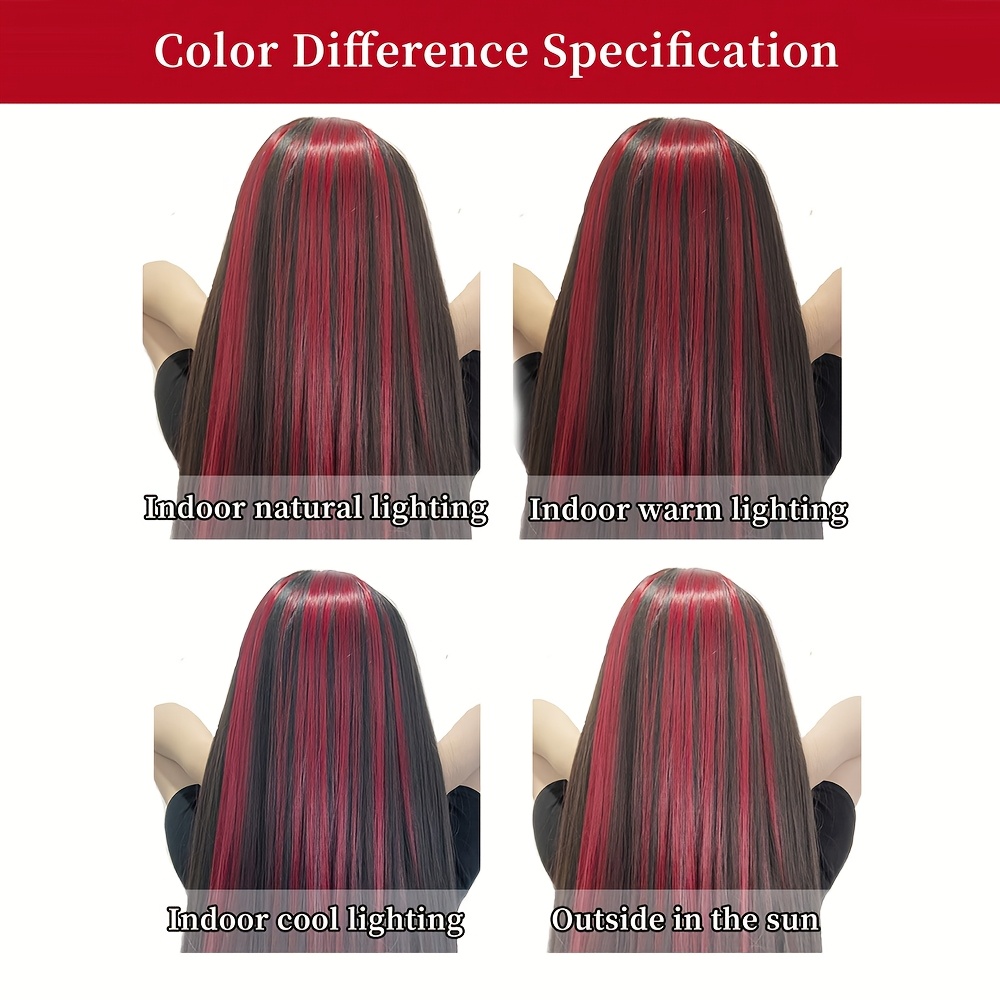 Red Highlights Straight Hair 5pcs 10pcs Wine Red Hair Clips Temu