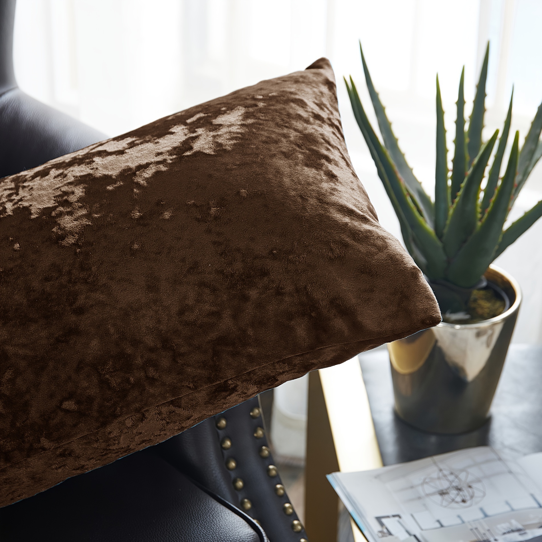2pcs crushed velvet fuzzy soft decorative throw pillow covers set with double sided no insert stylish cushion cover for sofa couch chair living room bedroom decor Product details 5