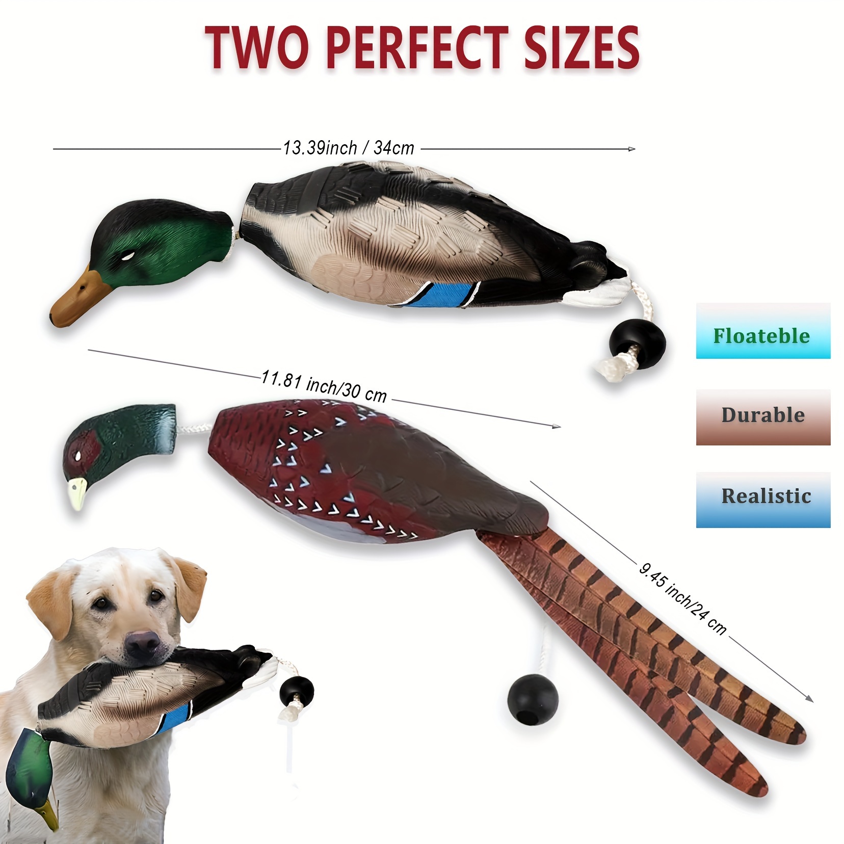 

2-pack Dog Training Duck & Dummy Bumper Toys, Material, Interactive Fetch & Toys For Waterfowl Retrievers, No Battery Needed