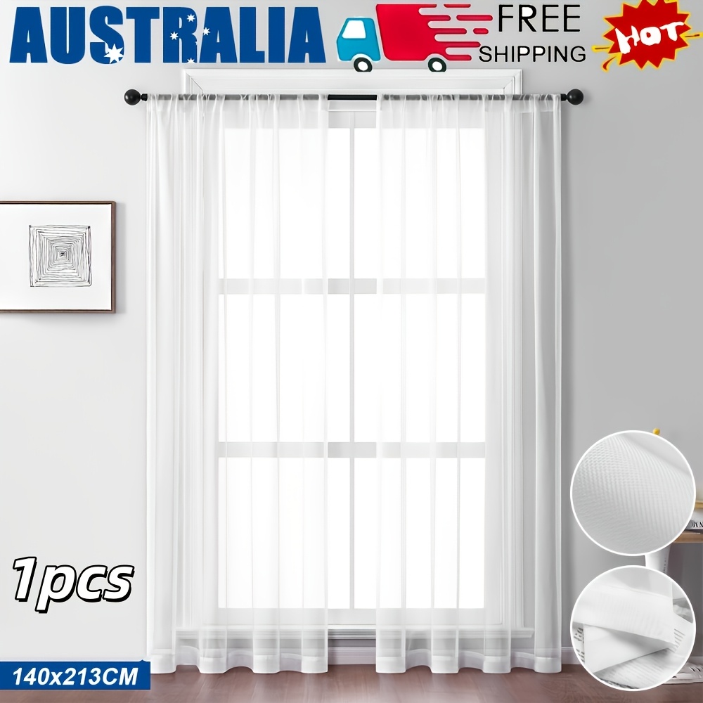 TEMU 140x213cm Sheer Curtains Rod Pocket Window Sheer Voile Curtain Bedroom