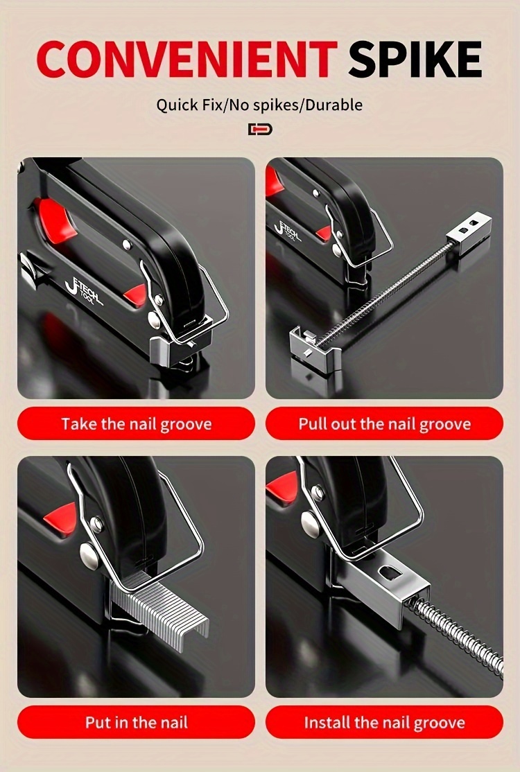 1pc 4 in 1 heavy duty stapler for diy home decor furniture wood frame stapler multi tool hand nail gun bandage pliers four piece set art supplies outdoor camping details 10