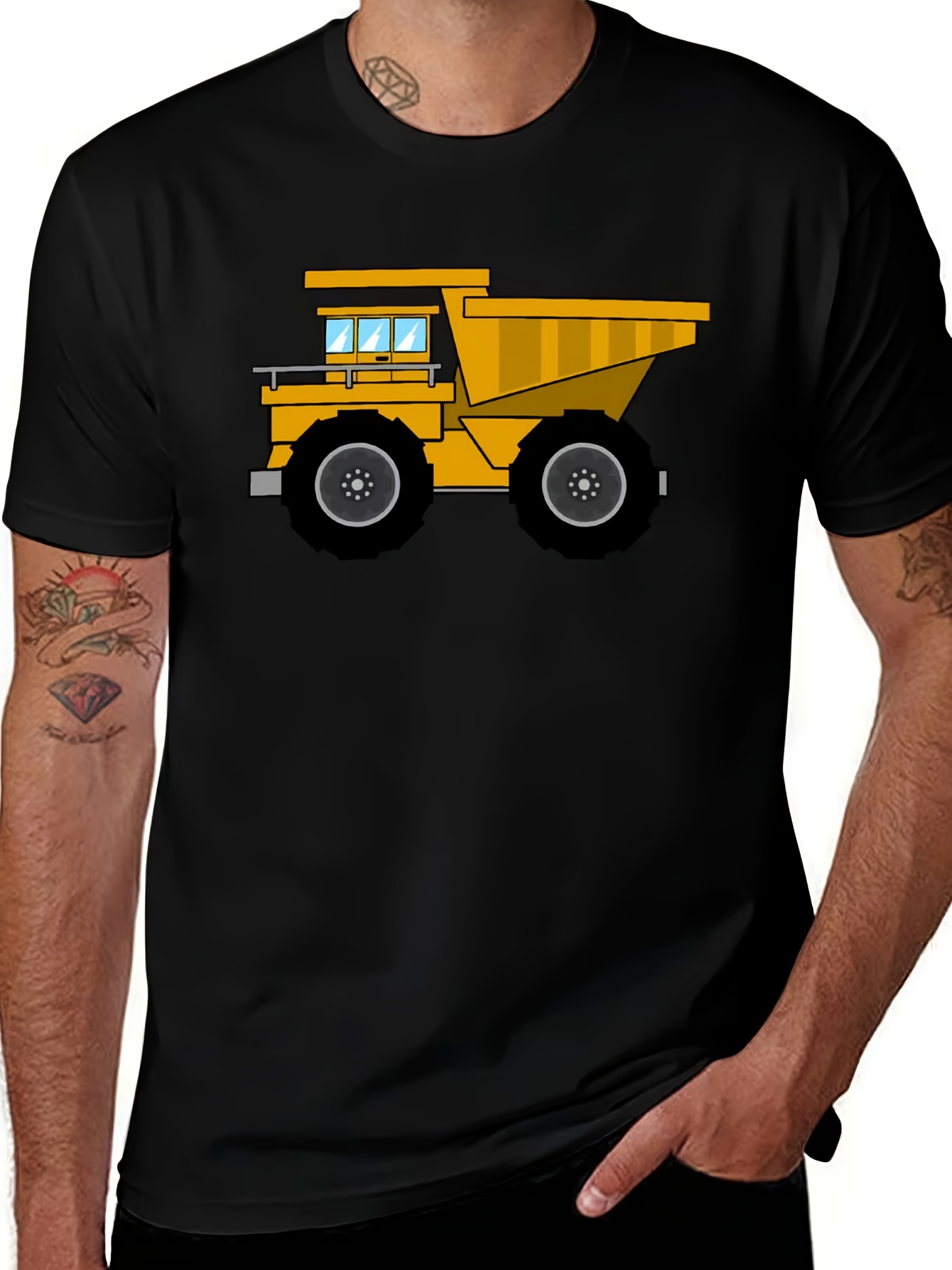 heren & jongens i love dump truck grafisch t-shirt - bouwvoertuig ontwerp met     op zwart, mouwloos ronde hals casual shirts voor kinderfeestjes en alledaags spelen – wasmachinebestendige comfortabiele pasvorm voor alle seizoenen 0