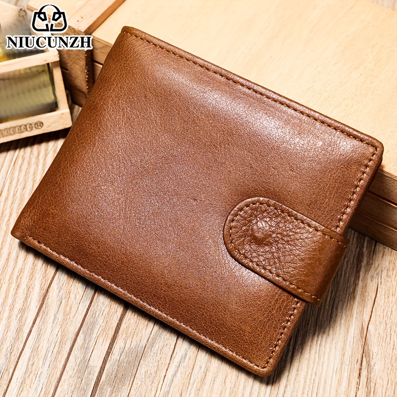 

1pc Men' Genuine Leather Wallet, Soft Cowhide Multiple Card Slots Card Holder Christmas Gift