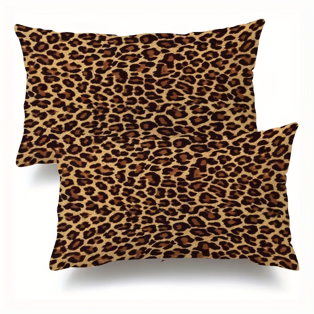 TEMU 2pcs Super Soft Short Plush Throw Pillow Leopard Print Pattern Double-sided Printed 12x20inch Suitable For Sofa Living Room Bedroom Home