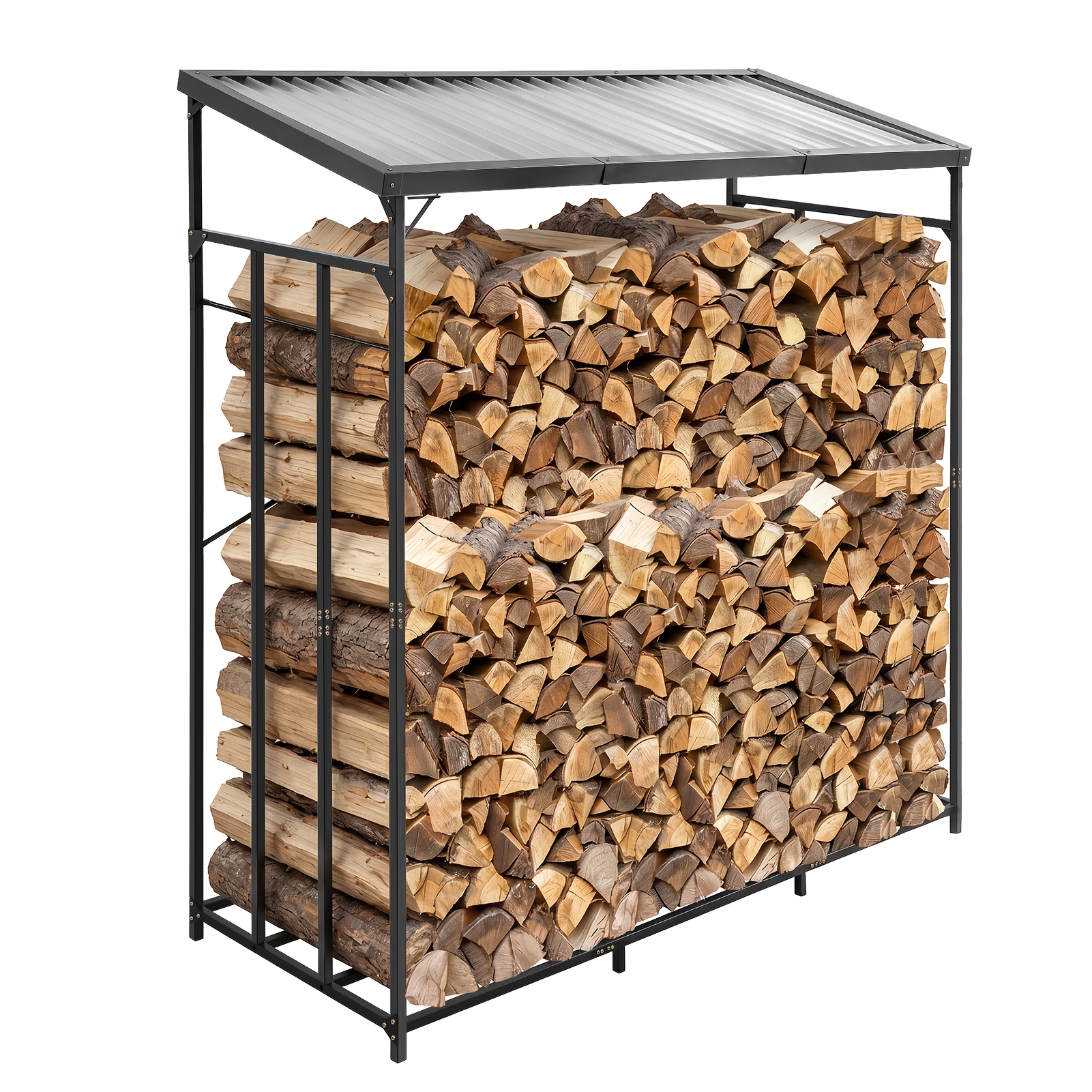 Image of 152 X 60 X 179cm Firewood Storage Rack Outdoor Firewood Storage Rack Wood Storage Frame Display Rack Carbon Steel Suitable For Outdoor Such As Gardens, Patios, Carports, And Walls Of Houses