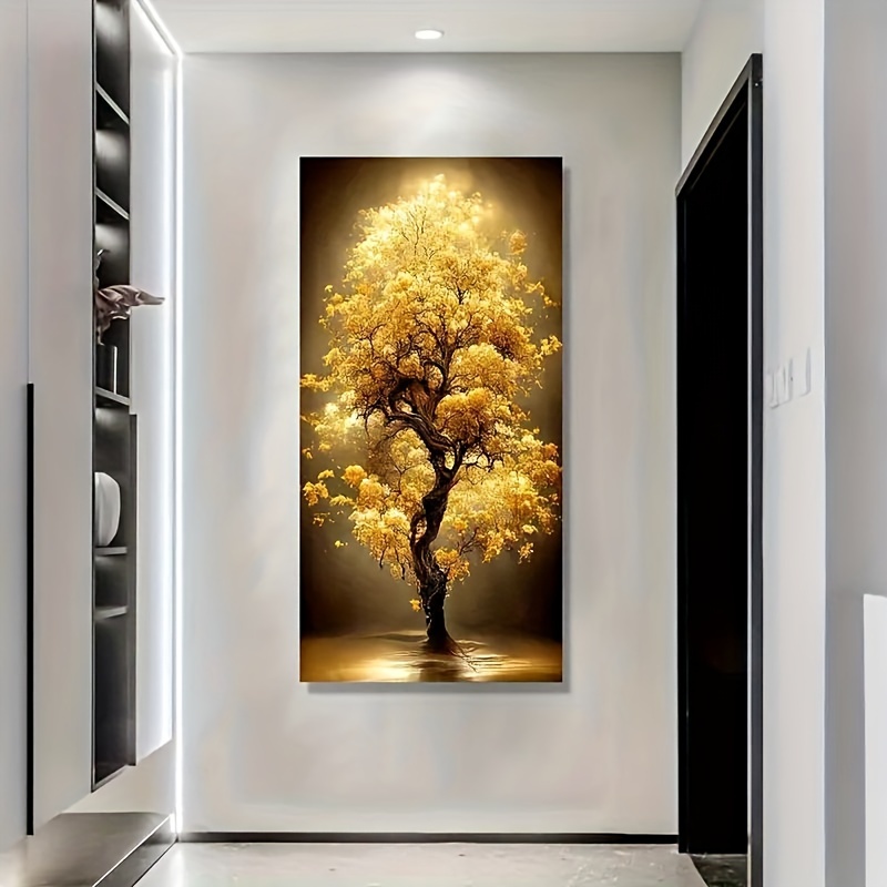 

sur toile Golden Tree, art moderne vibrant cadre, peinture de paysage HD imprimée, décoration murale pour salon, chambre à coucher, salle de bain, bureau, couloir, matériau toile