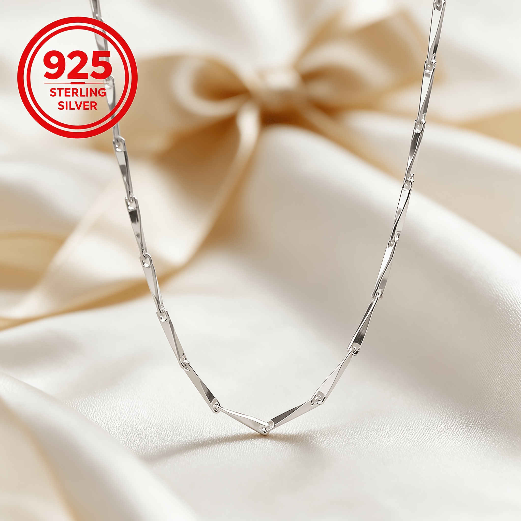 Women's 925 Silver Hypoallergenic Plain Link Chain Necklace, Simple & Stylish
