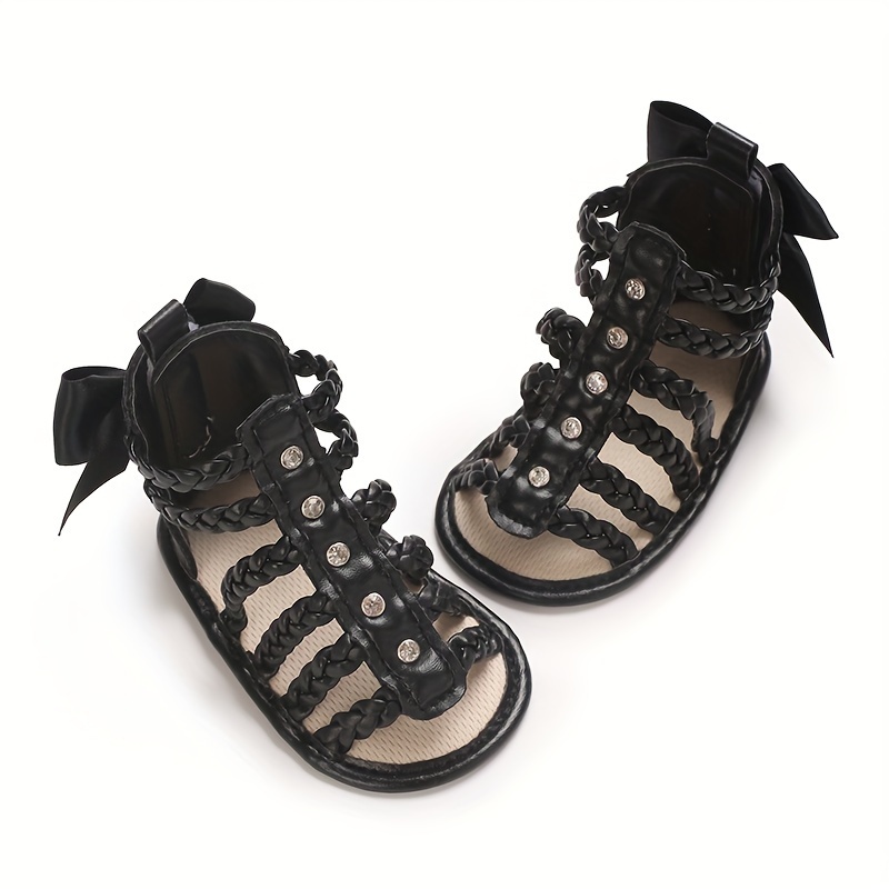 Trendy Cute Bowknot Decor Hollow Sandals For Baby Girls, Breathable Lightweight Walking Shoes For Summer