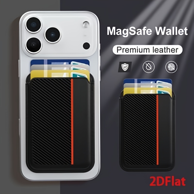 TEMU 2d Flat Carbon Fiber Pattern Contrast Color Card Holder, Ready-to-use With Ultra-strong Suction Phone Back Sticker, Portable Card Holder, In 4