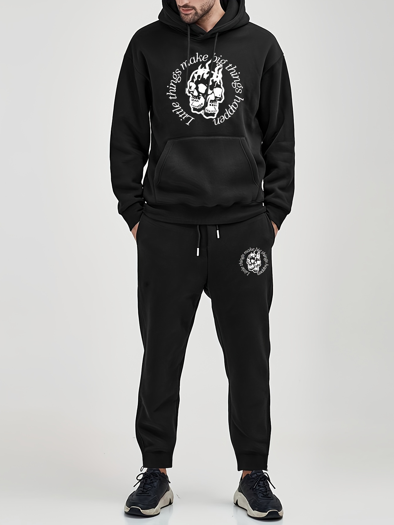 Skull Pattern Print Men's Sweatsuits Sets Hoodie Jogging - Temu