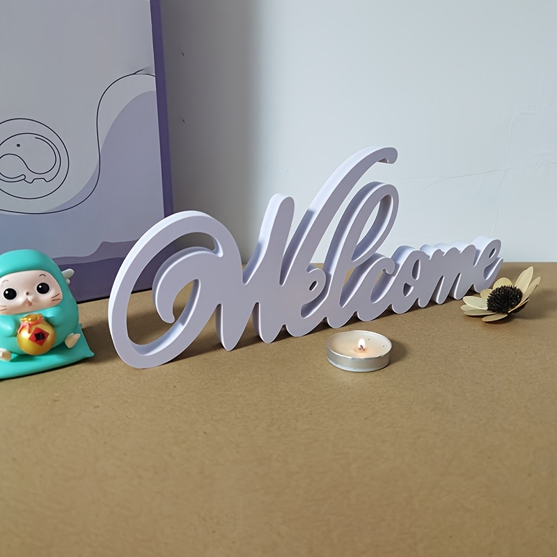 TEMU 1pc Creative Minimalist Welcome Sign Decorative Ornament, Pvc Material, Multifunctional Indoor Decor, No Power Required Display