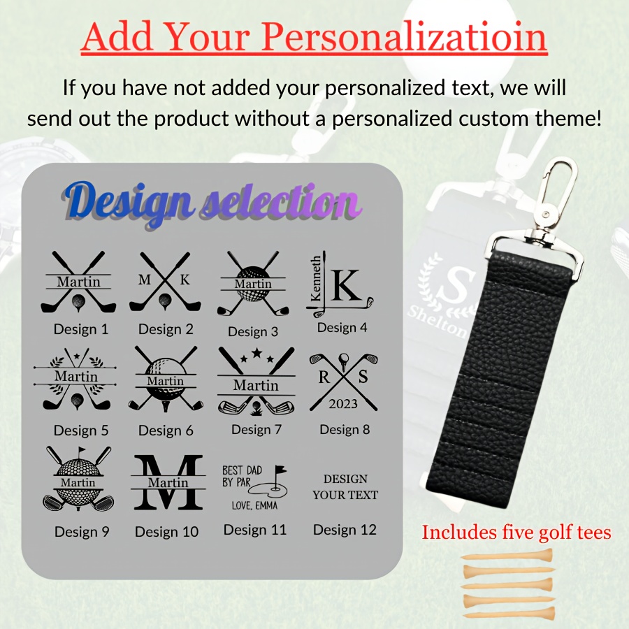 TEMU Personalized Golf Bag Tag, Gift Of 5pcs Tees, Custom Golf Ball Marker, Golf Ball Marker Clip, Father's Day Gift, Custom Men's Name Engraved Golf