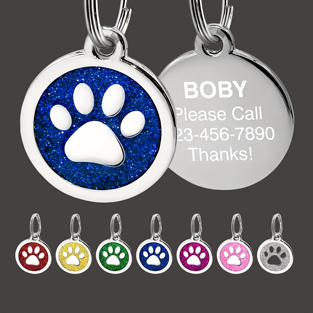 TEMU Round Glitter Pet Custom Dog Tag, A Pet Id Tag With Space For Name And Phone Number, Id Tag