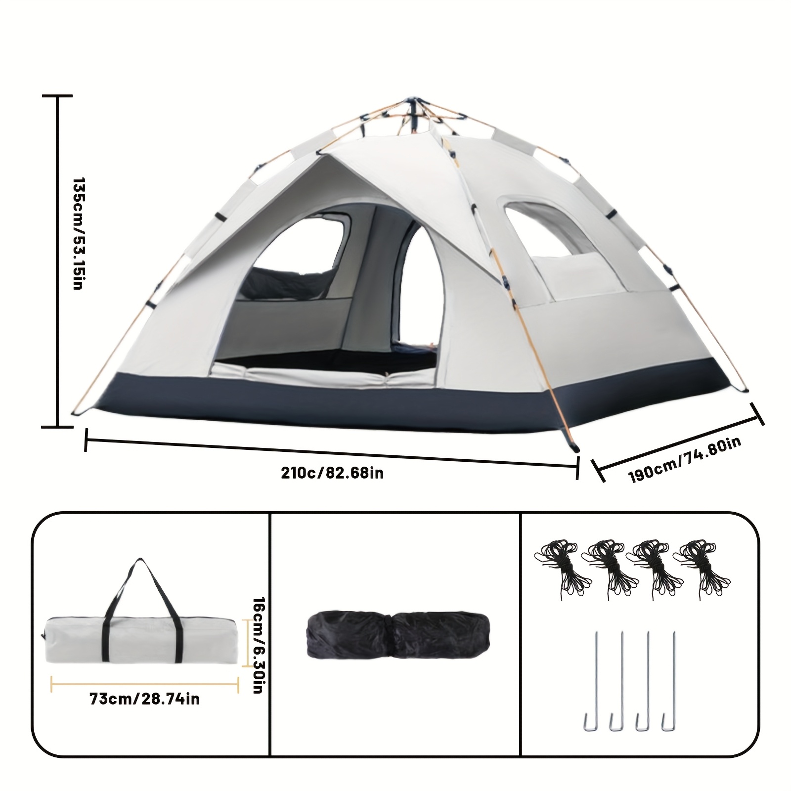 TEMU Tents For Camping Outdoor Shelter Sunshade Self-driving Travel Camping Tent Camping Tent 4 Person Mountaineering, Hunting, Portable