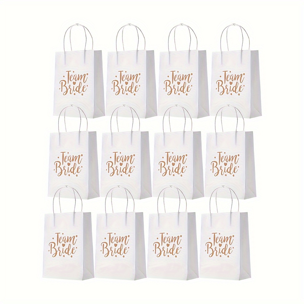 

12-pack Gift Bags With Handles, White Paper Party Favor Bags For Bridal Shower, Bachelorette Party, Wedding Bridal Party - Universal Holiday