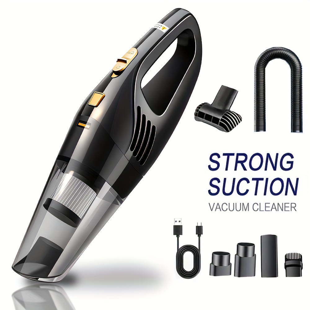 TEMU Car Vacuum Cleaner, Handheld Vacuum Cleaner With 6500pa Super Strong Suction, 1800mah Large Capacity, , With 5 Matching Additions For Car