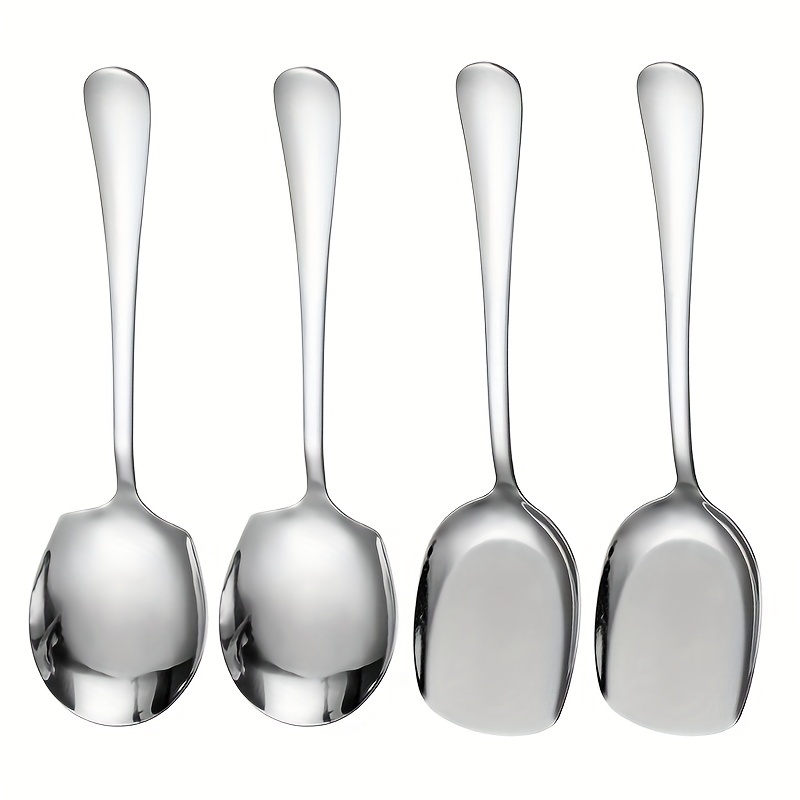 item picture 1 2 4pcs   large hotel meal spoon public spoon dish shovel stainless steel canteen service tableware western food spoon shovel   hotels restaurants and homes