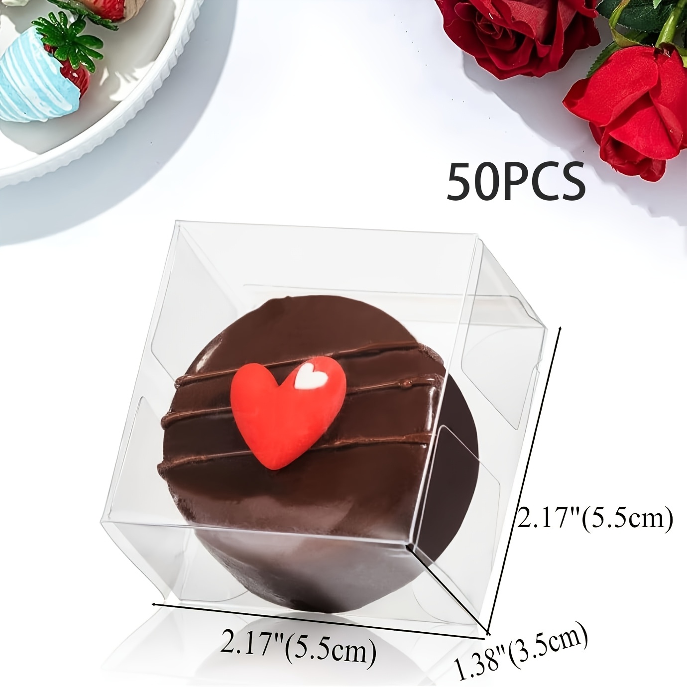 TEMU 50pcs Transparent Plastic Macaron Box Independent Clear Packaging For Mini Candy/cake/chocolate Snacks