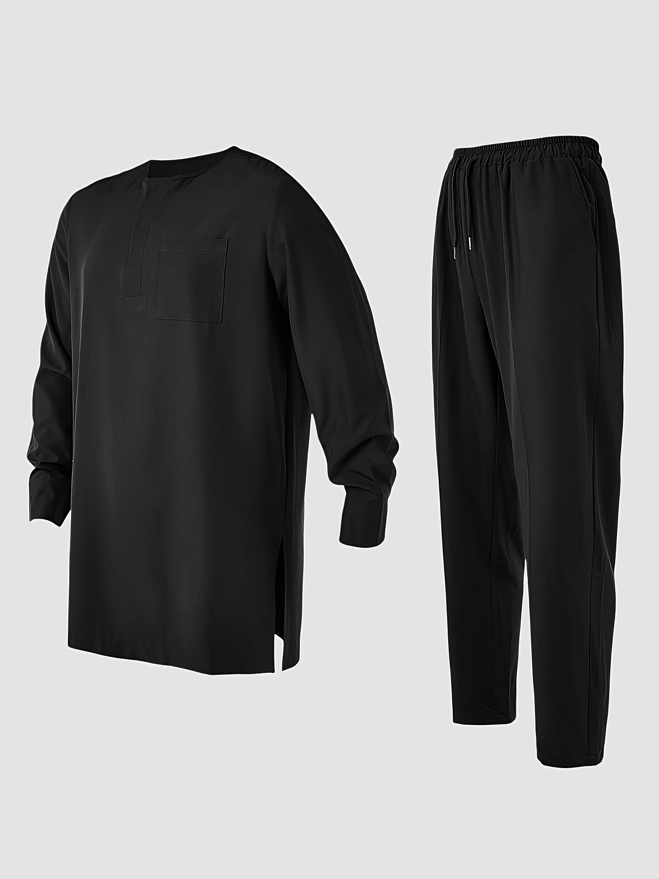 Men's Agbada 3pcs Set, Embroidered Pattern, Crew Neck, Hidden Buttons, Slit Hem with Pockets, Ethnic Pattern Robe, Long-Sleeve Shirt, Drawstring Elastic Waist Pants, Suitable for Banquets, Birthdays, Gatherings, Weddings, Holiday Celebrations, Dates
