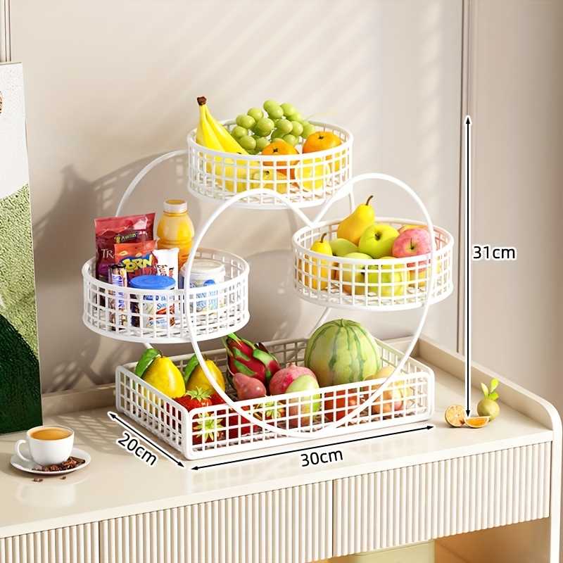 TEMU Heart-shaped 3-tier Metal Fruit Basket - Durable, Elegant Display Stand For Fruits, Veggies, Bread, Snacks& Candy| , Wedding& Party Centerpiece|
