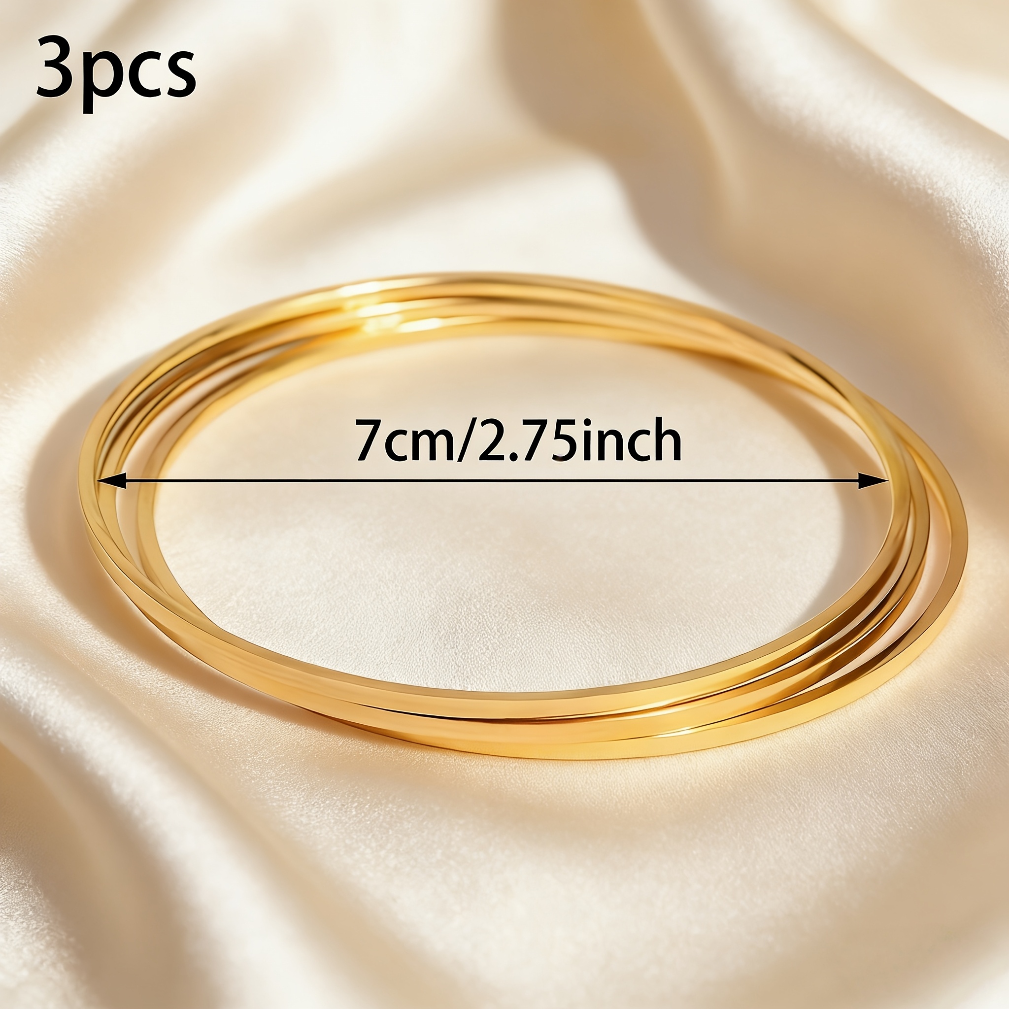 TEMU 3 piezas Acero Titanio Decolora Tres Tres Superficie Cerrado Mejor Liso Pulsera de Estilo Pulsera de Pareja Pulsera Liso Redonda Estilo Fácil