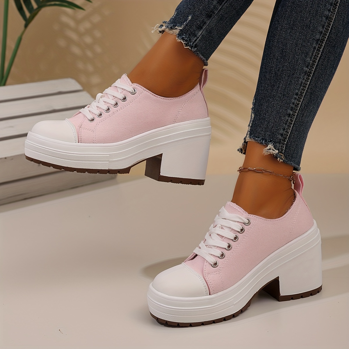 womens platform chunky shoes   white colorblock non slip pu sole   casual formal footwear for everyday parties   clean shoes sporty round toe durable traction 9