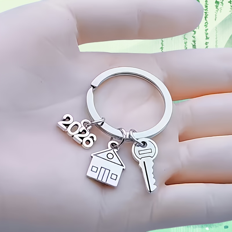 TEMU Single Piece Keychain For Housewarming And 2026 - A Moving Gift Featuring A House-shaped Charm, Numbered Keys, And A House Keyring - A Sturdy