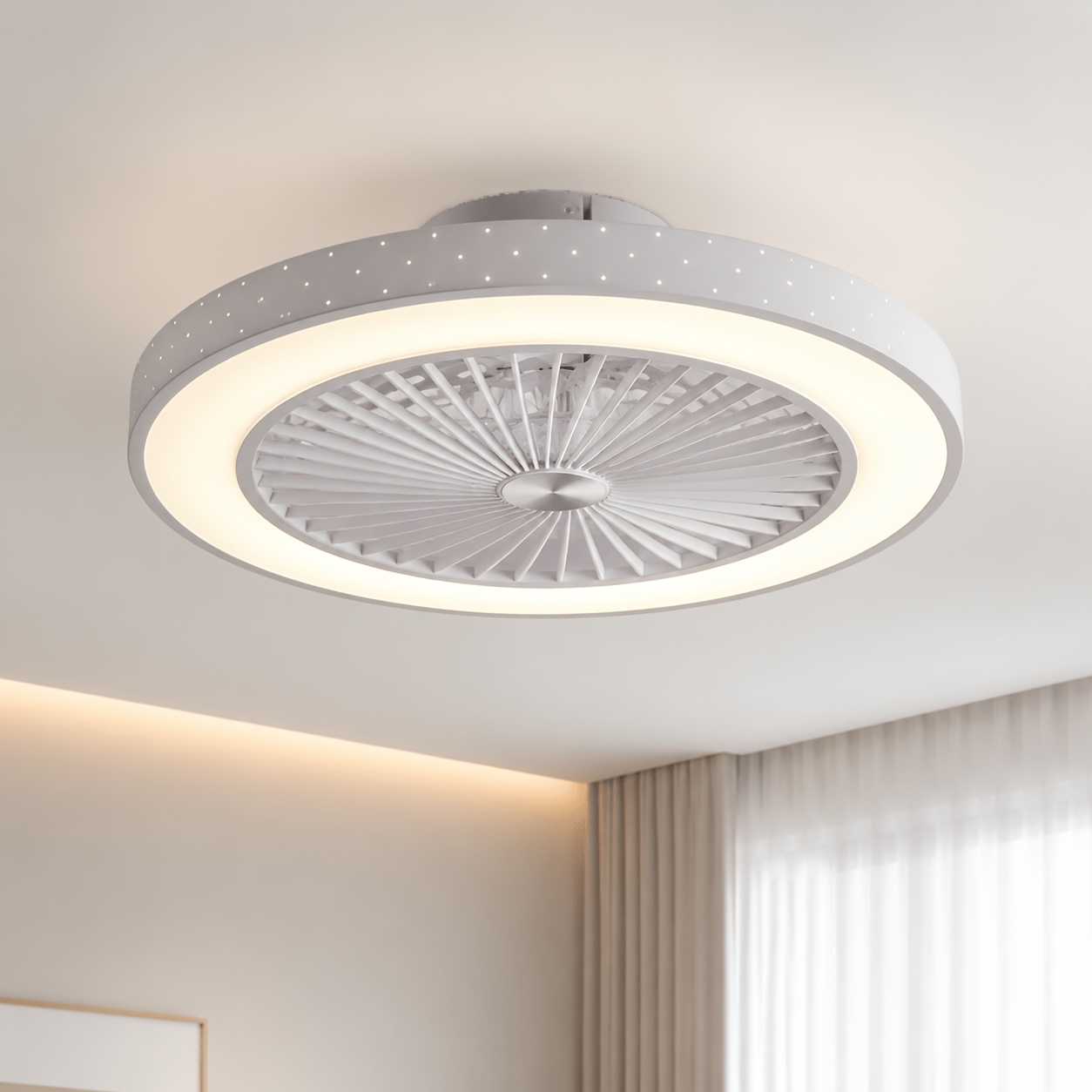 TEMU Ventilateur de Plafond Encastré avec Luminaire 20 Pouces, 2 Options de /Blanc, Ventilateur Réversible à 7 avec Moteur en Cuivre Pur, 6 Vitesses,